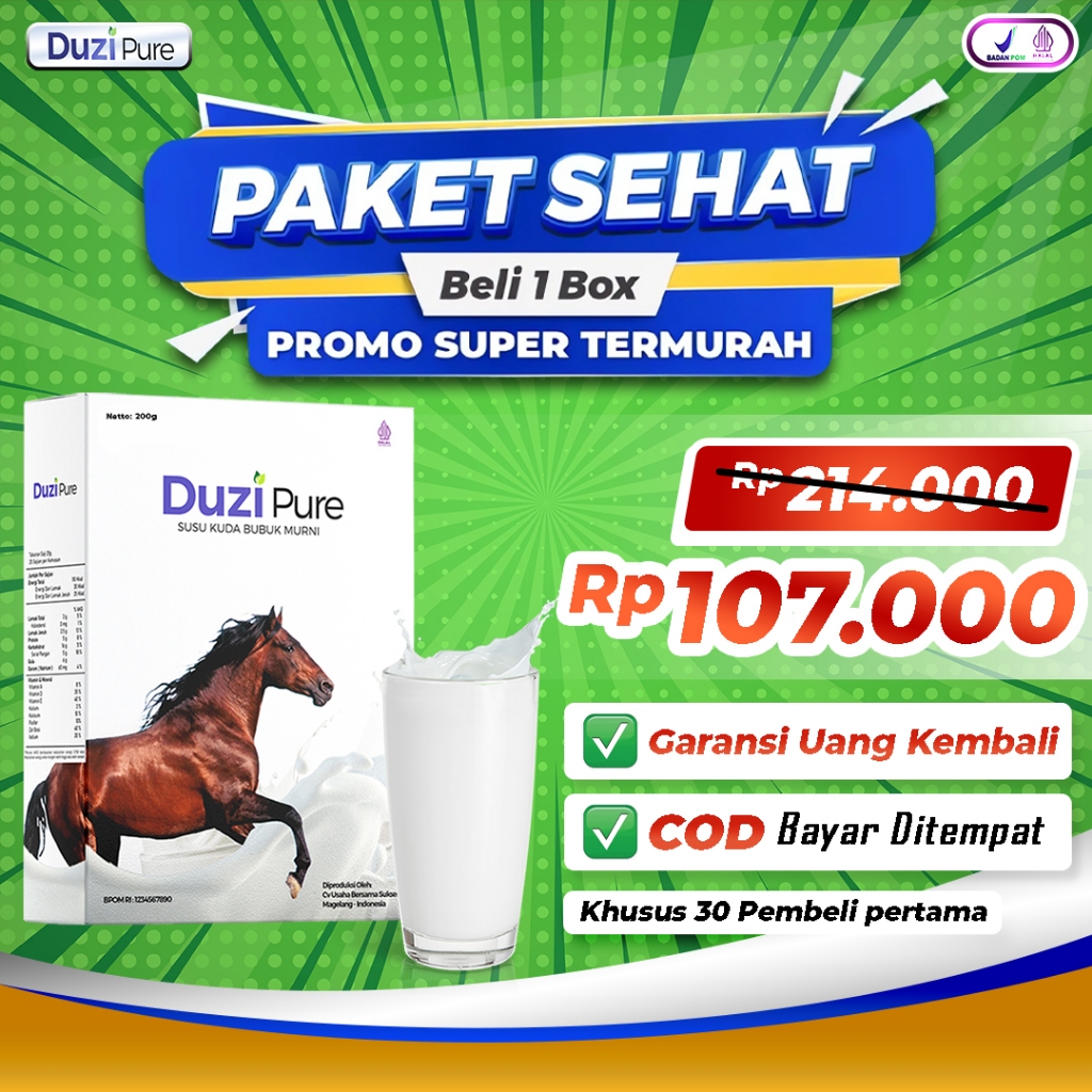 

Duzi Pure Susu Kuda untuk Asam Urat Horselin Susu Kuda Liar Sumbawa Asli Original (200gr)
