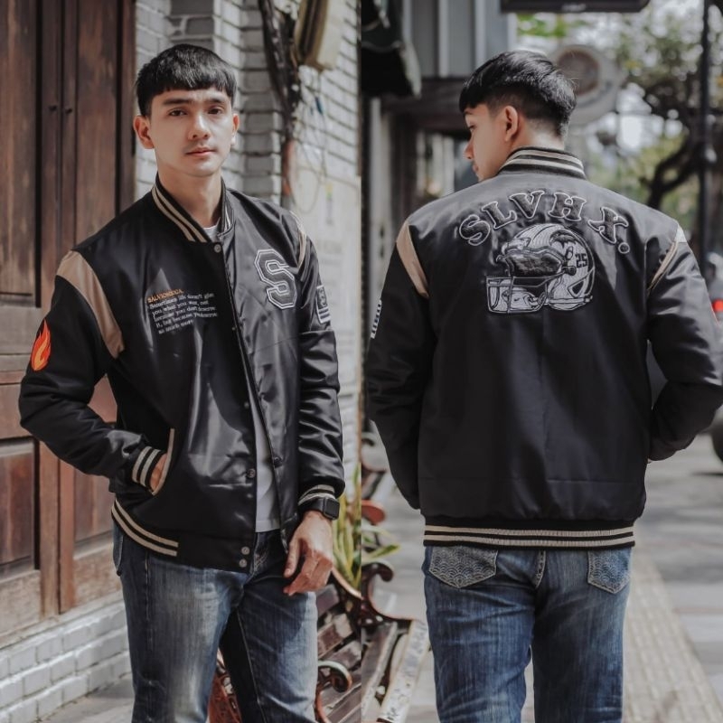 JACKET BOMBER Parasut Tebal Pria Wanita Couple/Bomber Jaket Green Skull Full Bordir