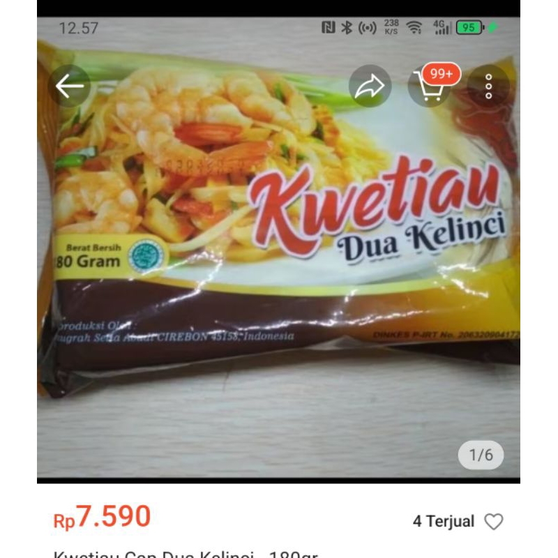 

Kwetiau Kelinci Kembar Kualitas Grade 2 Agak Remuk Rasa Enak Kenyal Kemasan 180 Gram