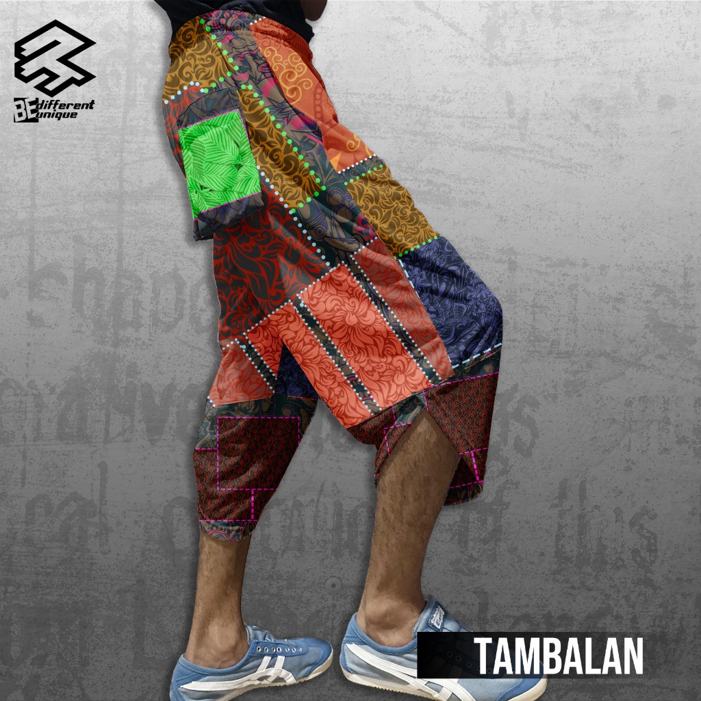 Harem Pants / Celana Harem Casual Pria Wanita Motif Fullprint Tambalan