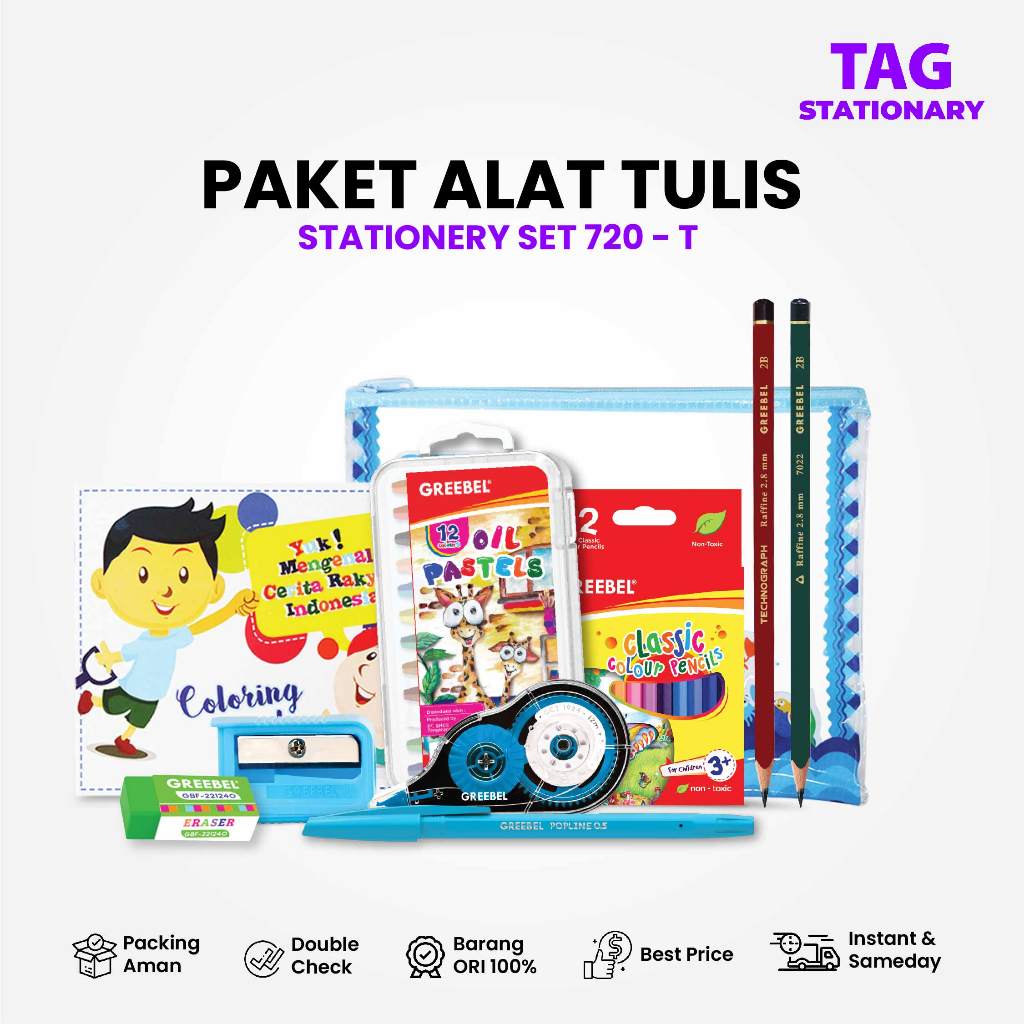 

GREEBEL Paket Alat Mewarnai / Stationery Set 720T / Paket Alat Tulis / Timur Agung Grosir