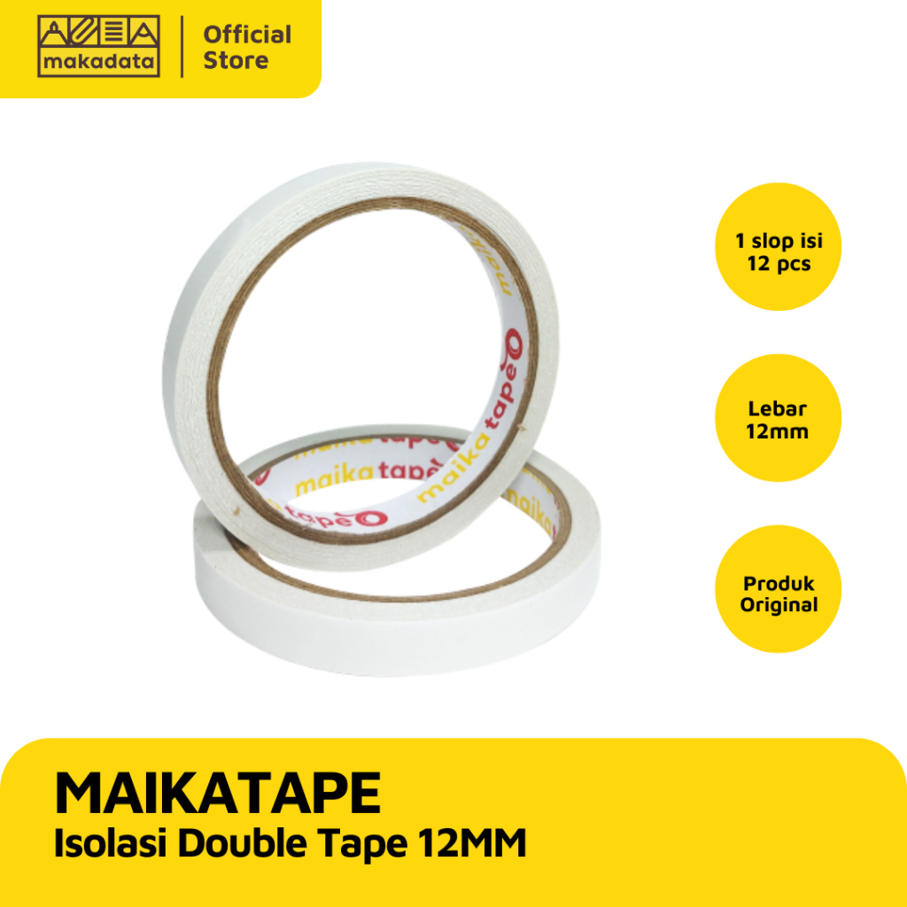 

ISOLASI DOUBLE TAPE MAIKATAPE 12MM (1 SLOP) MURAH