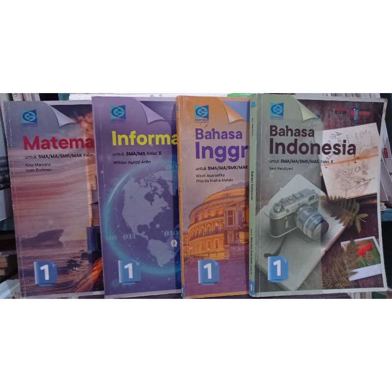 MATEMATIKA, BHS INDONESIA, BHS INGGRIS, INFORMATIKA KLS 10 SMA. KUMER ( BEKAS)