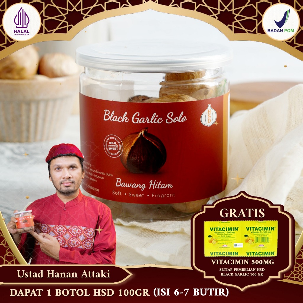 

HSD Black Garlic Solo ( Bawang Hitam Tunggal) 100 Gr Size 3Cm