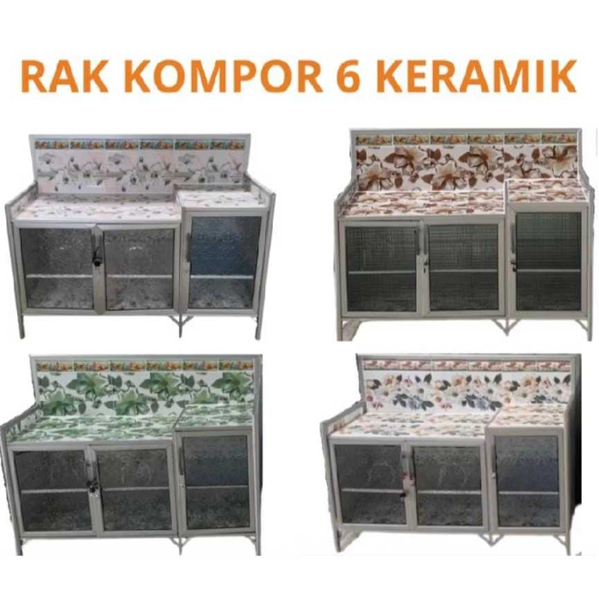 Rak Lemari Meja Kompor 6 Keramik Aluminium Belakang Seng Termurah SeKota Palembang