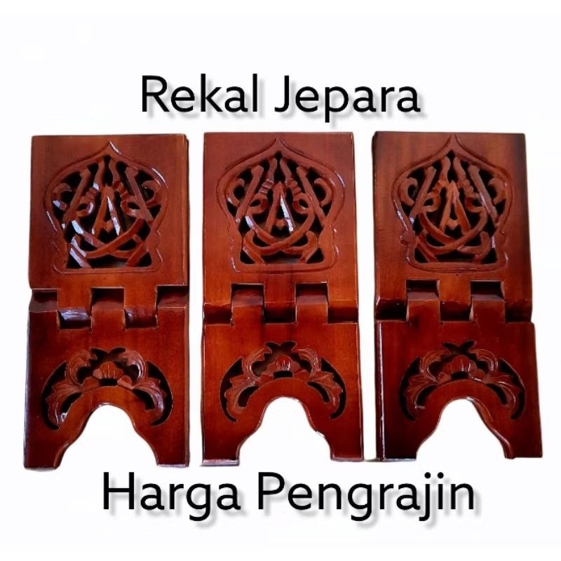 REKAL/RECAL/REKHAL/MEJA ALQURAN/MEJA NGAJI/TERBUAT DARI 100% KAYU JATI MAHONI DENGAN MOTIF IQRO