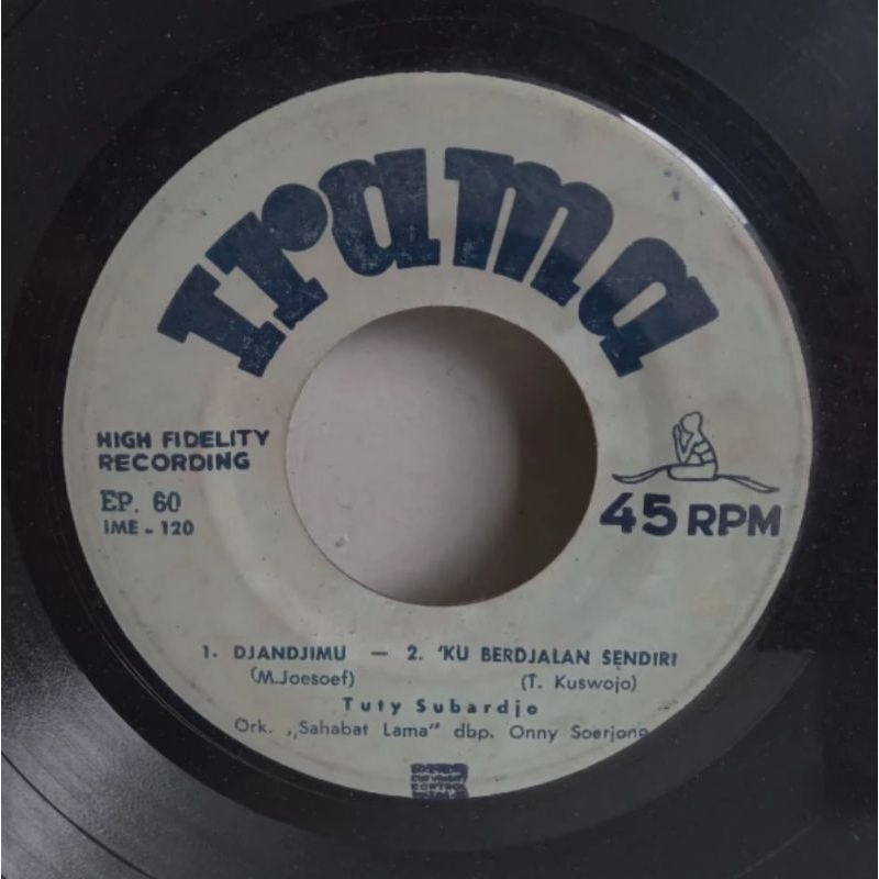 Vinyl Piringan Hitam 7 inch Tuty Subardjo - Djanjimu