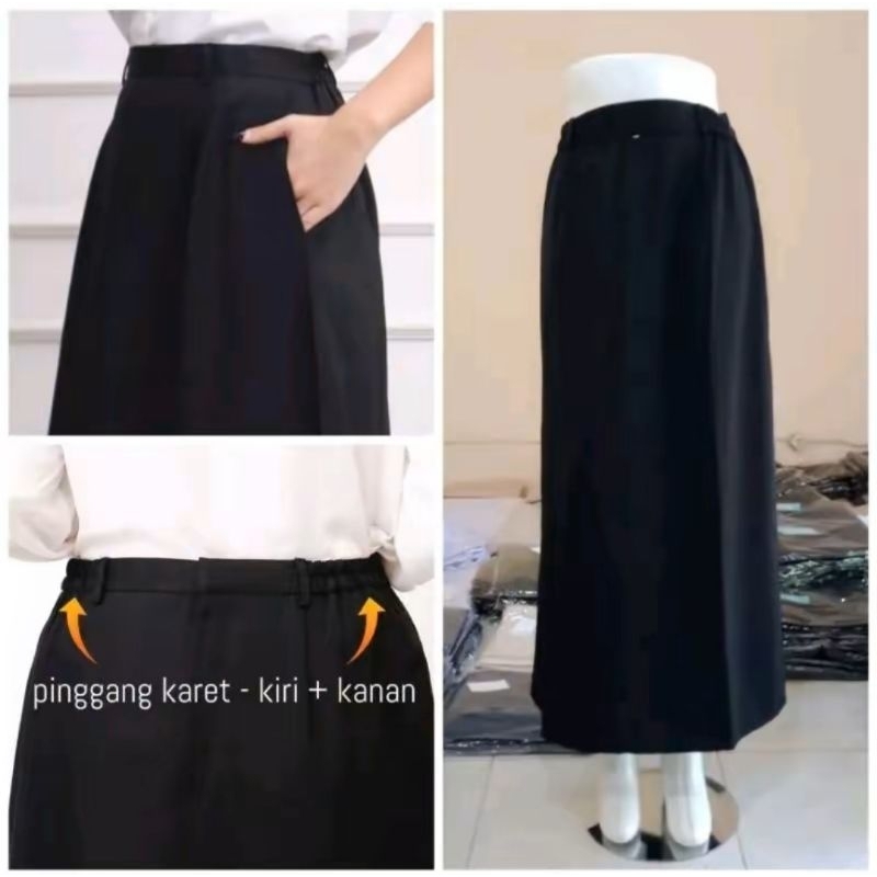 ROK KERJA SEKOLAH PONDOK OSPEK HITAM PANJANG MODEL A LINE MAXI SKIRT