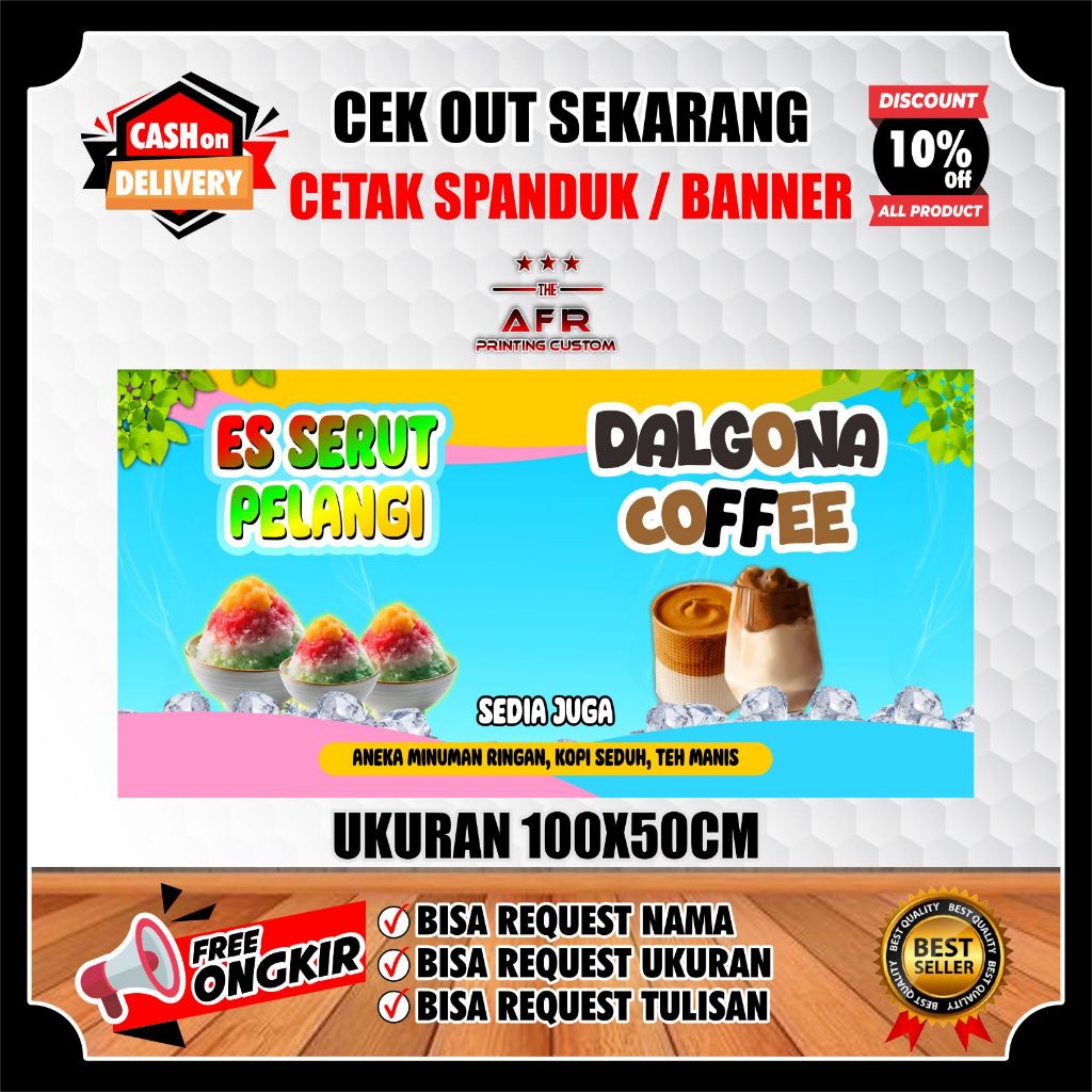 Spanduk Banner Minuman ES SERUT dan ES Dalgona Viral Paling dicari dan laris