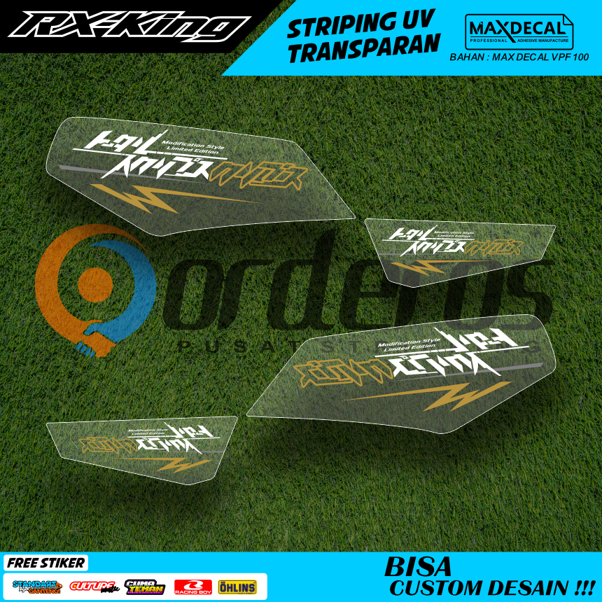 STIKER MOTOR RX KING LIS STRIPING TRANSPARAN  DESAIN UNIK SIMPLE MINIMALIS FREE REQUEST WARNA/TULISA