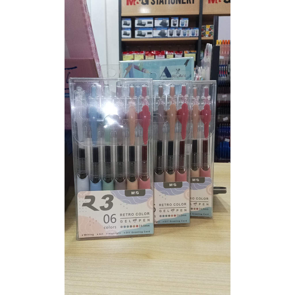 

Pulpen Cetek Warna Warni M&G Retro Color Gel Pen 0.5mm 1 Set 6 Warna AGP023R4 Kualitas Premium High Quality Top Brand