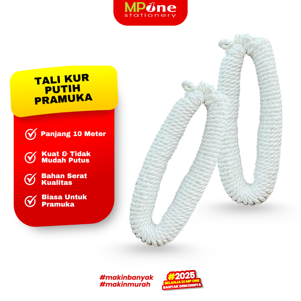 

Tali Tambang Putih Pramuka 10 Meter / Tali Marlon Pramuka Putih