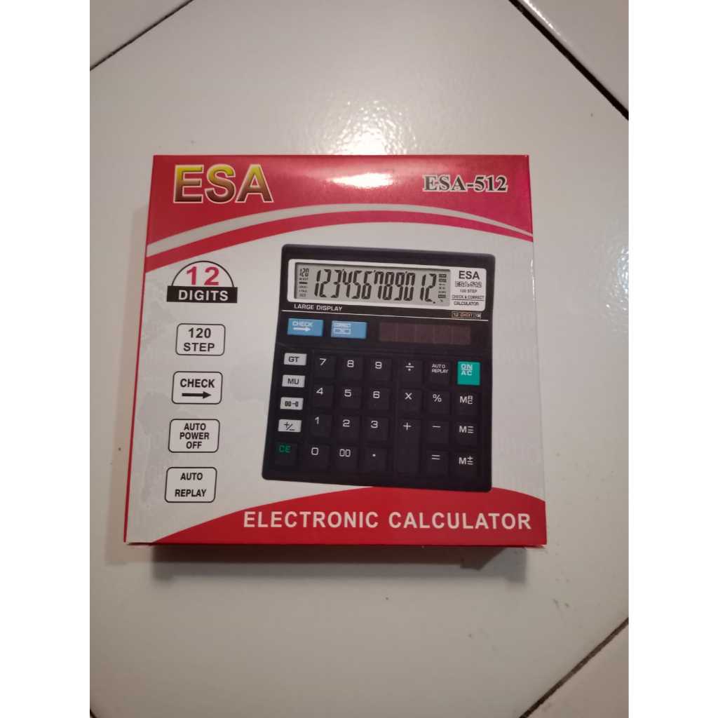 

Kalkulator ESA-512 Bukan Energi Matahari 12 Digit / Kalkulator Electronik / Kakulator Dagang Besar / Alat Hitung / Calculator Check ESA