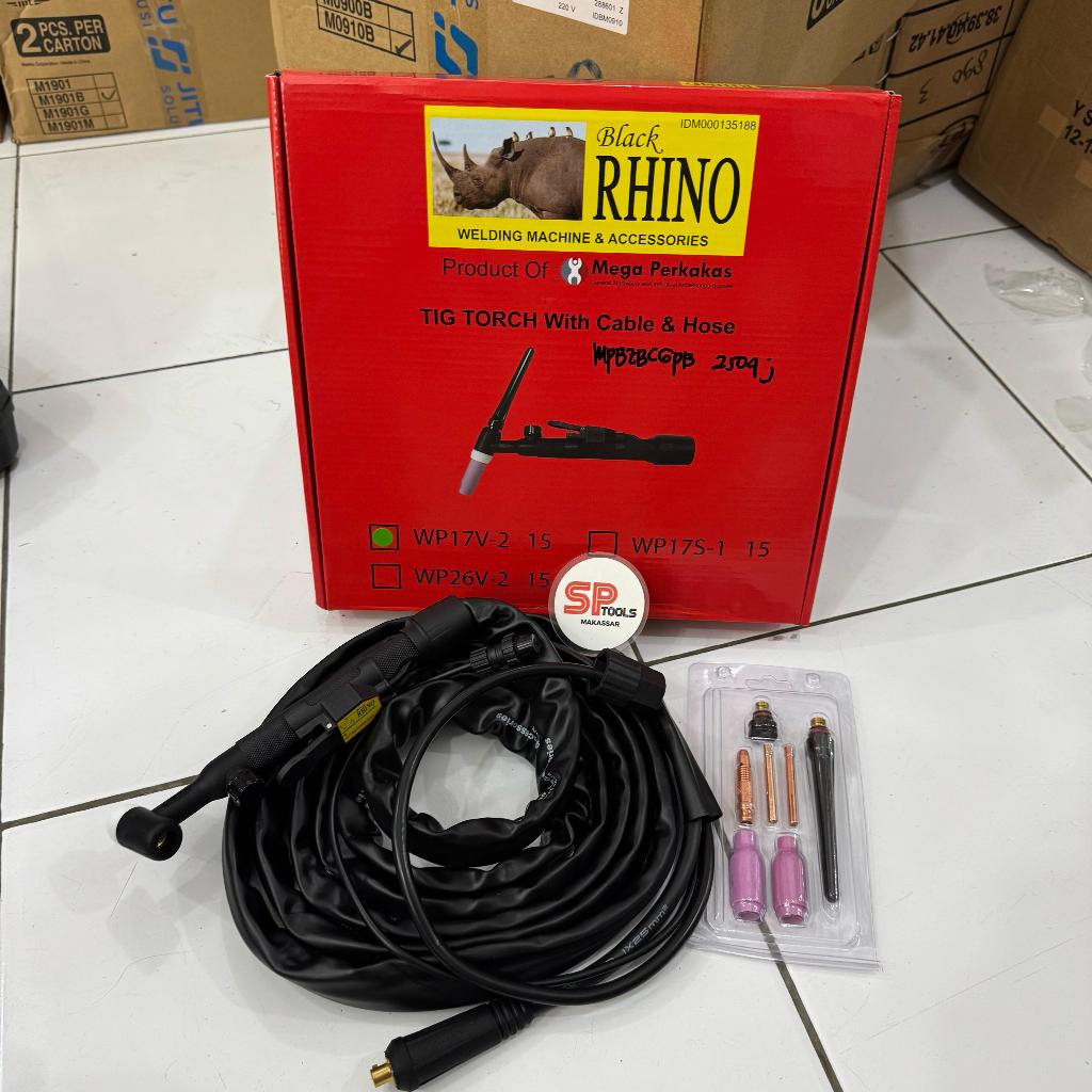 STANG LAS ARGON / TANG LAS ARGON TIG TORCH RHINO WP17V-2 15  Deskripsi TIG TORCH STANG LAS ARGON RHI