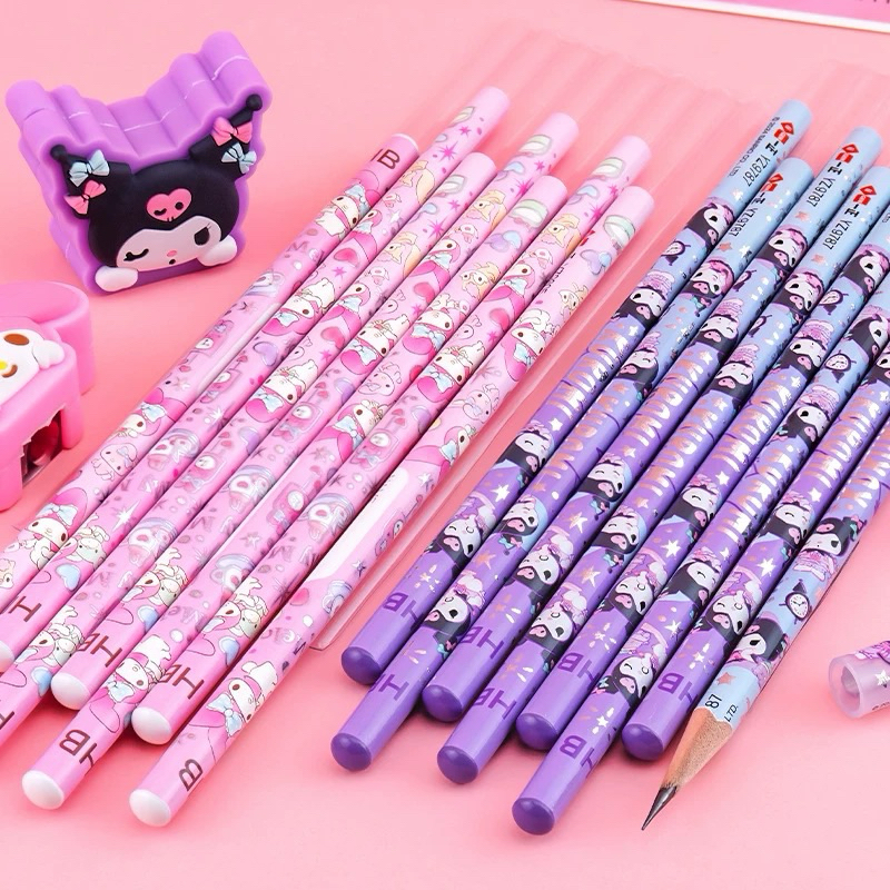 

Pensil Sanrio 3pcs Pensil Karakter Kuromi Cinamonrol, Melody Pensil Anam