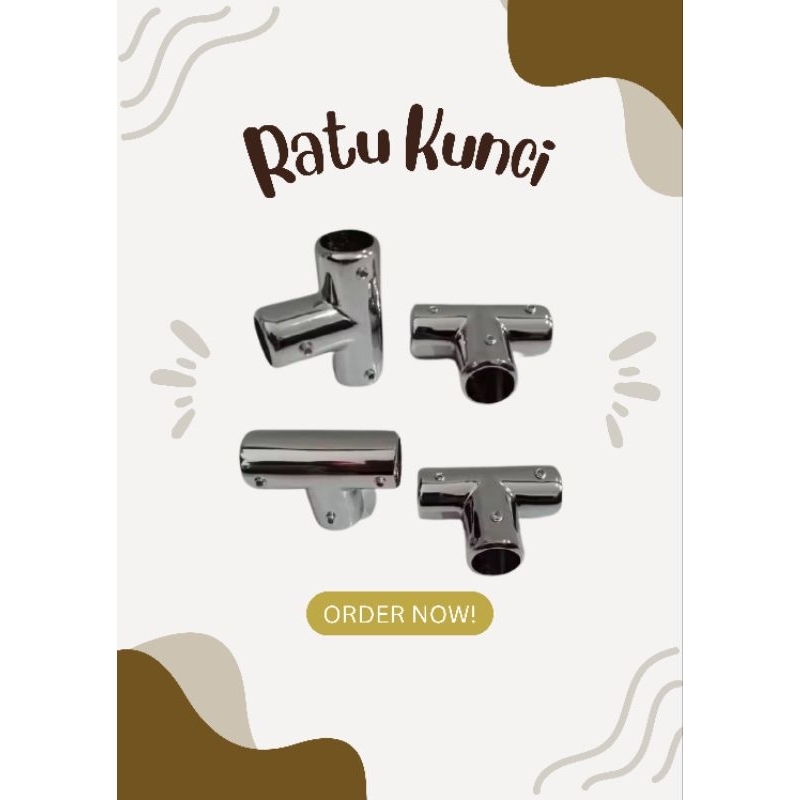 Connector Pipa T Glass Clamp Connector Pipa Kuningan SS