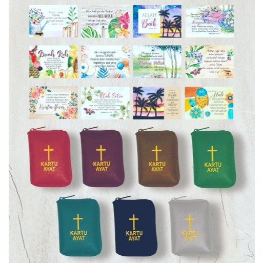 Yeraya Kartu Ayat Emas Firman Hidup isi 49pcs + Dompet Kartu ayat Firman alkitab Pembatas Alkitab da