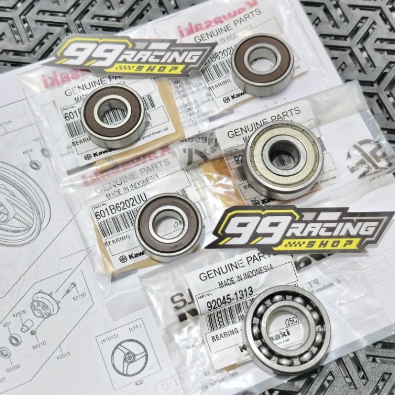 Fullset Bearing Bering Laher Klaher Roda Velg Depan Belakang Ninja R SS RR New Old Original
