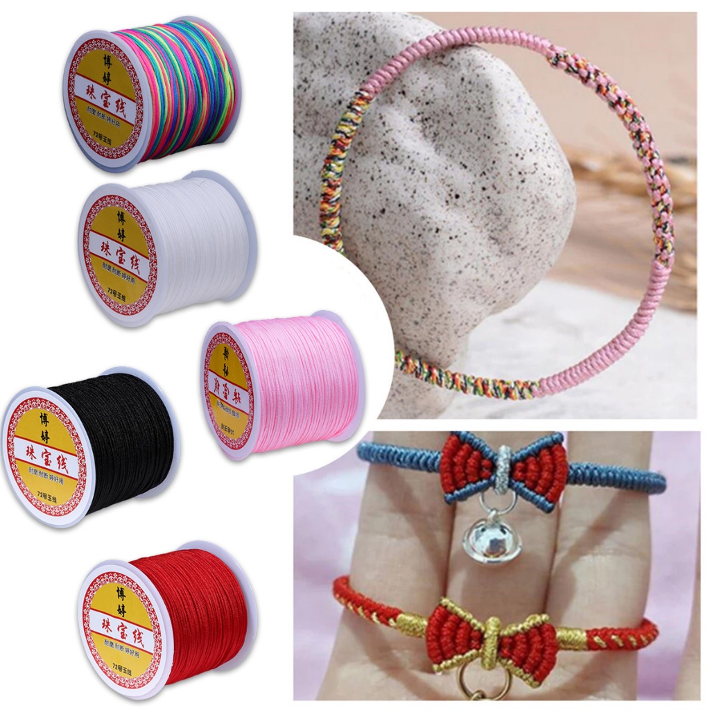 Tali Giok Strap Phone DIY 0.8mm Cina Nilon Strap Phone Gelang Kalung  Nilon Bahan 50M