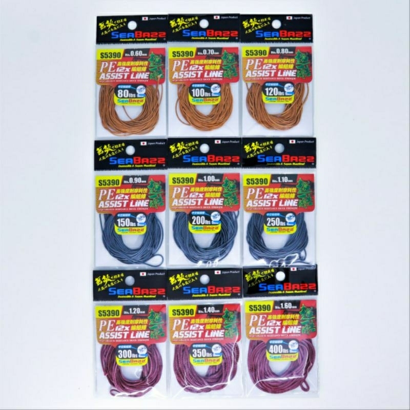 Seabazz PE 12X Assist line Kevlar 80lbs 100lbs