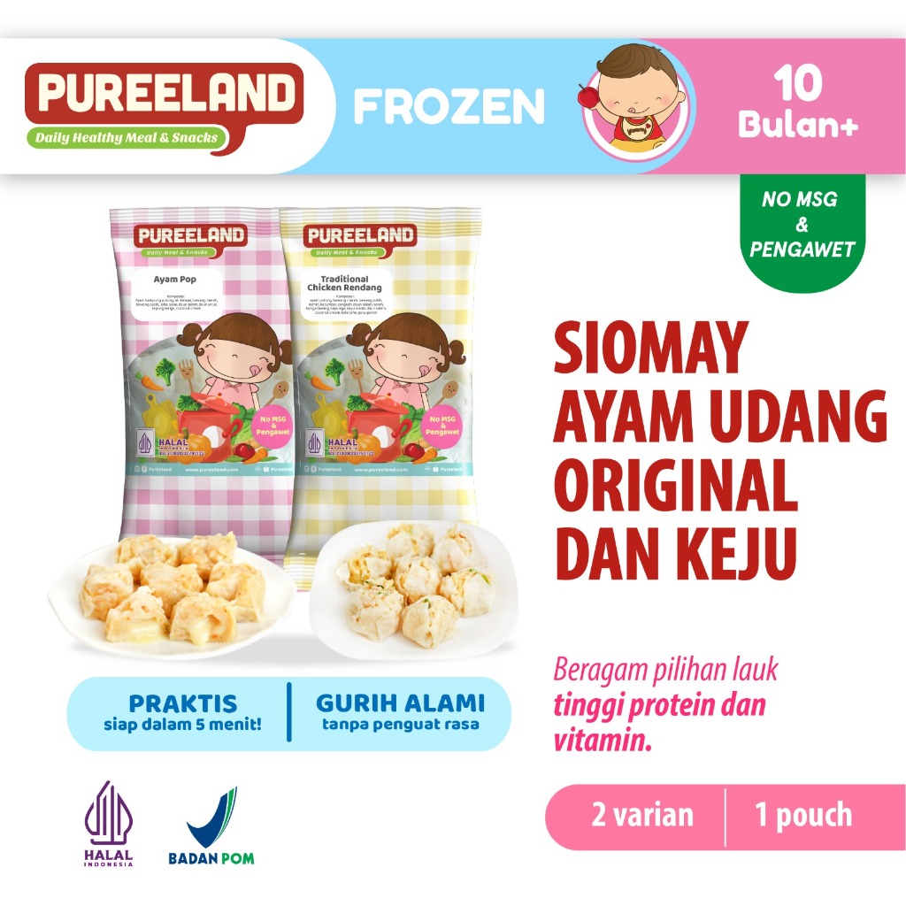 

Pureeland Chicken and Tiger Prawn Shumai / Siomay Ayam Udang / Frozen Mpasi / Toddler