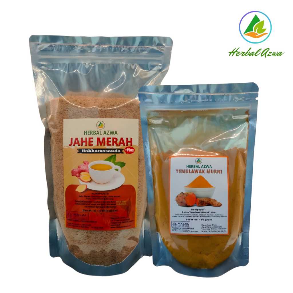 

HERBAL AZWA Bundling Mix Jahe Merah Plus Habbatusauda - Temulawak Bubuk Murni