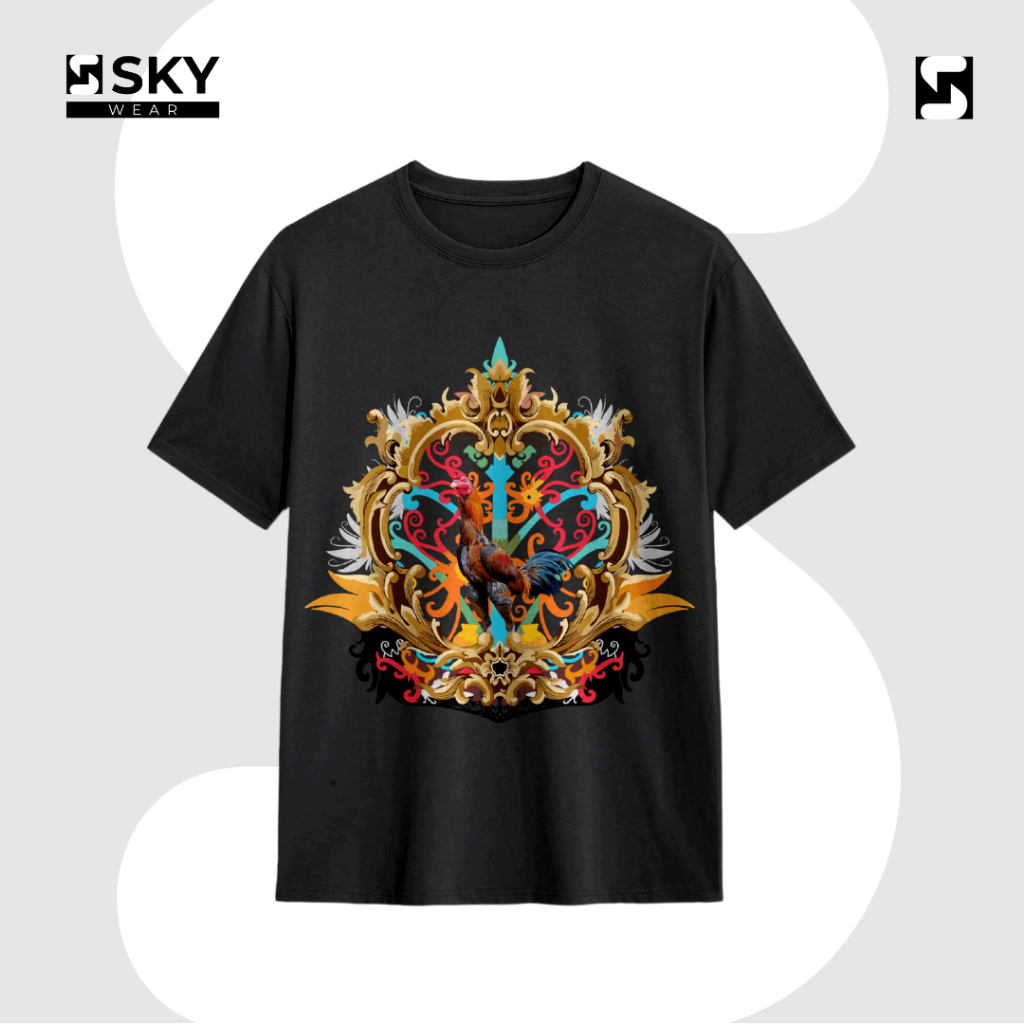 KAOS DISTRO PRIA MOTIF AYAM JAGO SABLON DTF BAHAN KATUN COBED 24S
