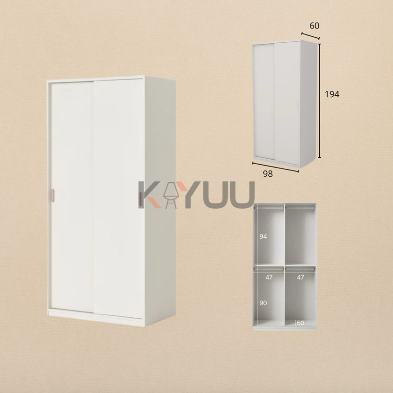 Wardrobe / Lemari Sliding 2 Pintu Minimalis 4 Storage Modern