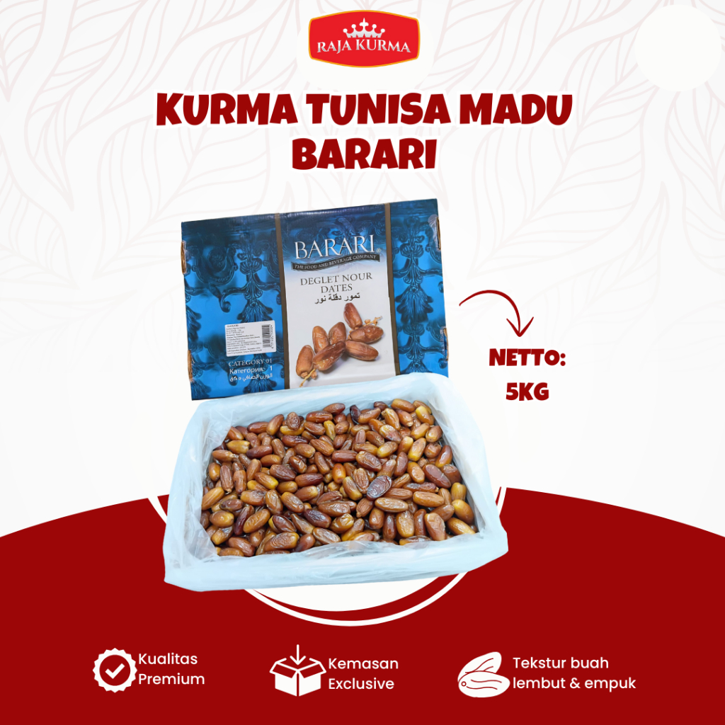 

Kurma Tunisia Madu Barari Premium 5Kg Premium Oleh-oleh Umroh Haji