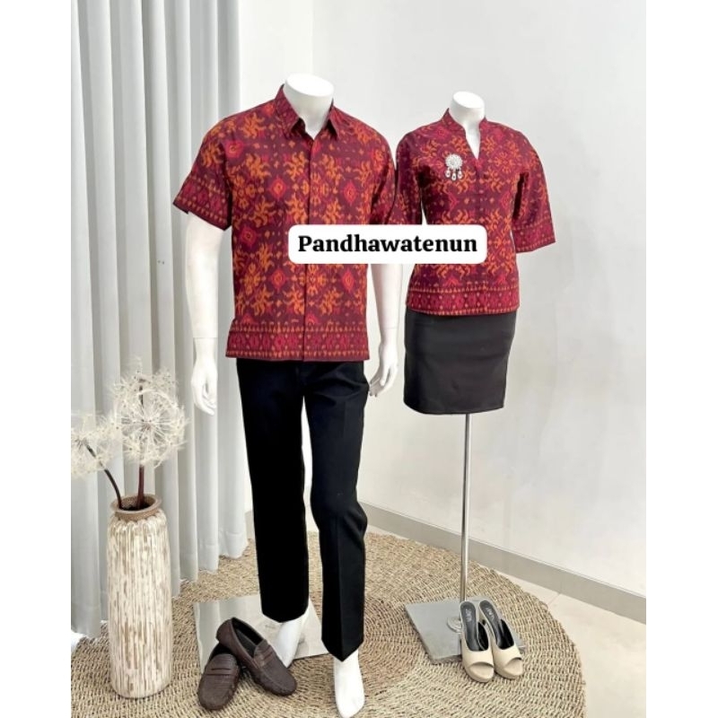 Terbaru Paket Hemat Couple Baju Endek Bali Murah (FURING) / Baju endek bali premium / kemeja endek b