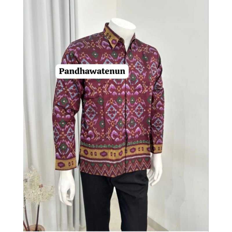 Baju couple tenun endek troso asli jepara / baju lebaran seragam / kemeja tenun couple / baju seraga
