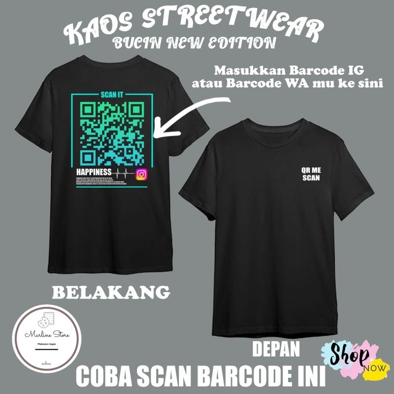 Kaos/BajuStreetwear Custom pakai barcode instagram kalian