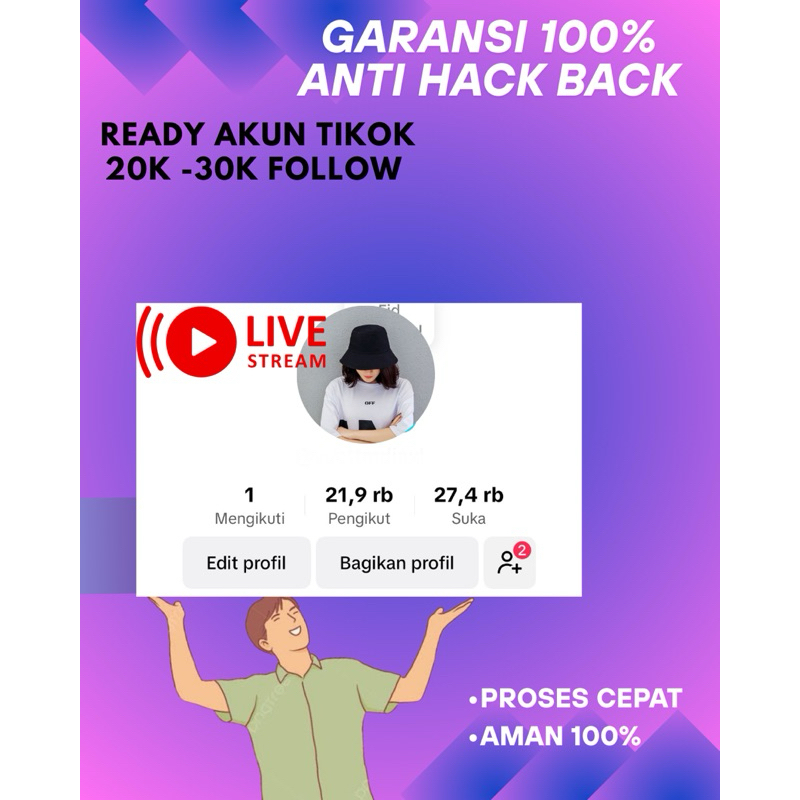 Jual Akun Tiktok 20k - 30k Followers Followers Indo Hasil FyP siap digunakan
