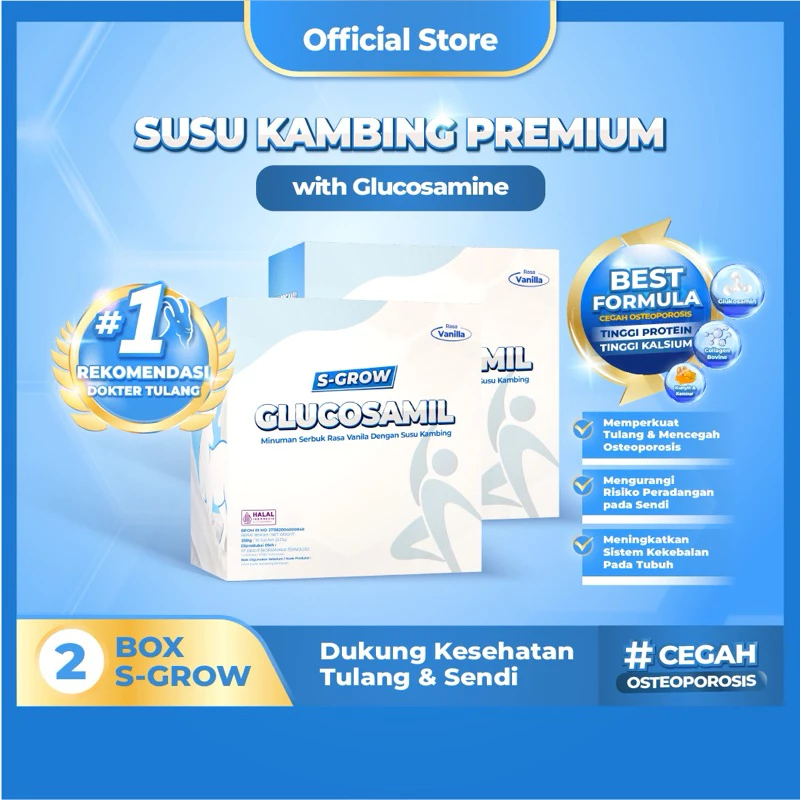 S-GROW GLUCOSAMIL 2 BOX - Susu Bubuk Dewasa Vanila [Untuk Tulang & Sendi]
