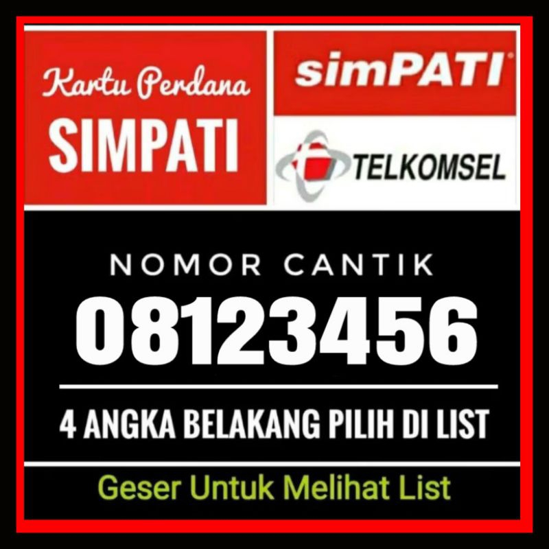 nomor cantik simpati 123456 08123456 sudah 4G langka