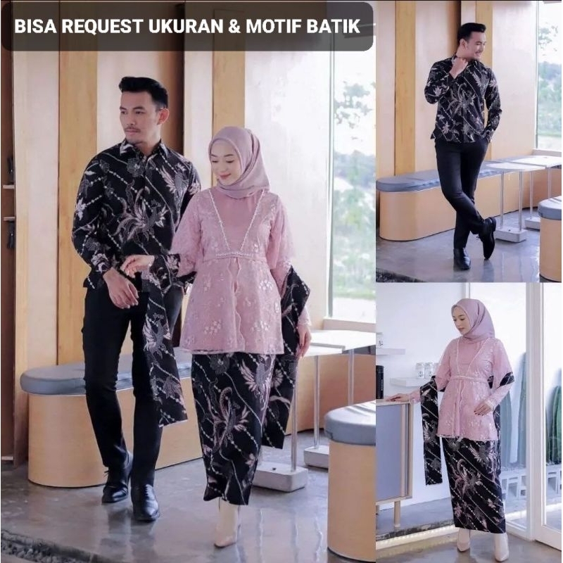 SET KEBAYA ANESYA ORI COUPLE KEMEJA PREMIUM / CUSTOM ANAK & SUPER JUMBO / BAJU SETELAN SERAGAM BATIK