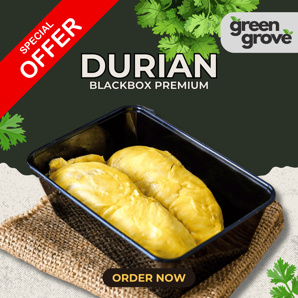 

Green Grove | Durian Kupas Black Box Premium 500gr Manis Legit Pahit Murah | Durian Murah 500gr