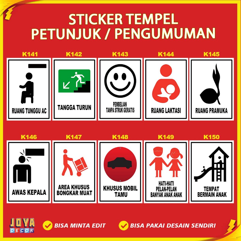 

Sticker Stiker Petunjuk Warning Pengumuman ruang tunggu ac tangga turun awas kepala khusus mobil tamu kk141