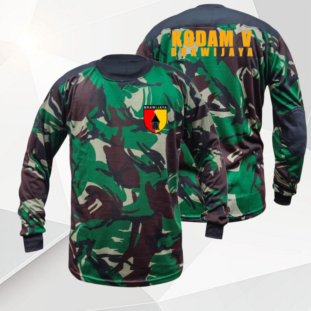 Kaos Dry Fit Loreng KODAM BRAWIJAYA Lengan Panjang