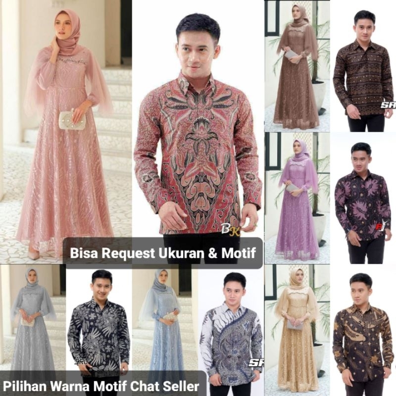 SET LUNA DRESS ORI COUPLE KEMEJA PREMIUM / CUSTOM ANAK & JUMBO / BAJU SERAGAM BATIK PASANGAN SARIMBI