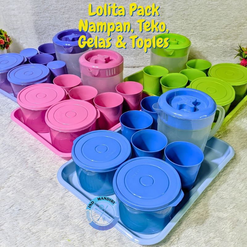 Set Nampan Teko Gelas dan Toples Plastik Lolita 7in1 untuk Teh - Tea