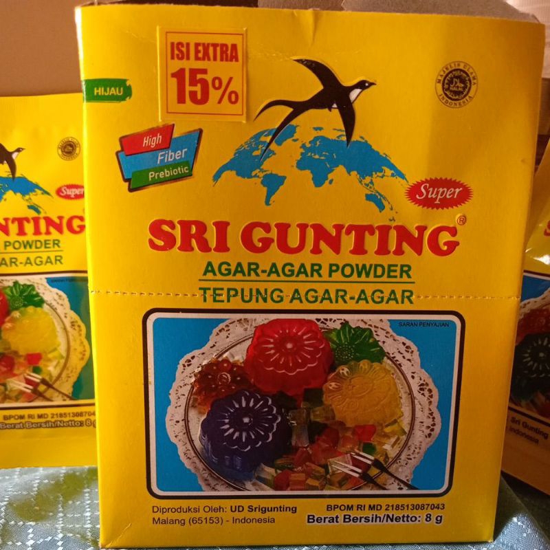 

Agar-agar powder srigunting 8gr (hijau).