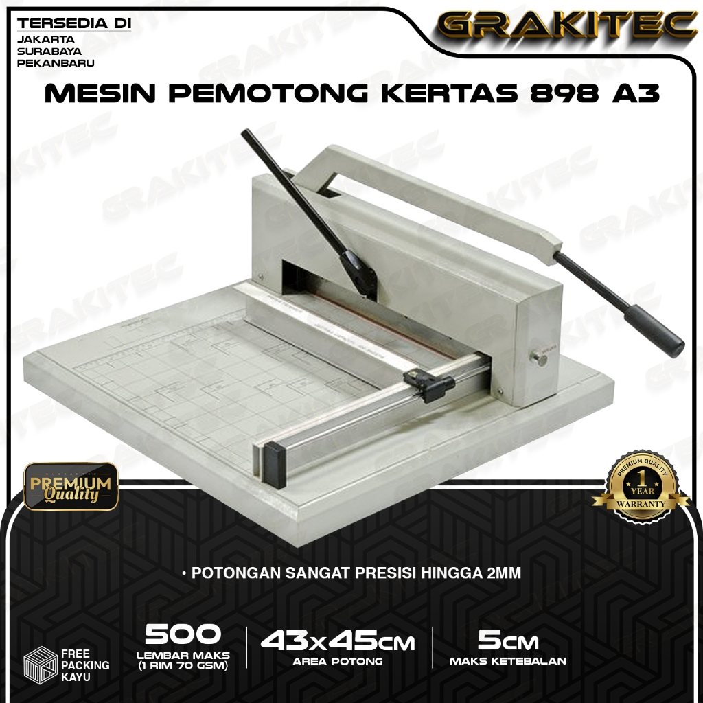 

Mesin Pemotong Kertas 1 RIM 898 A3 + Kaki Meja