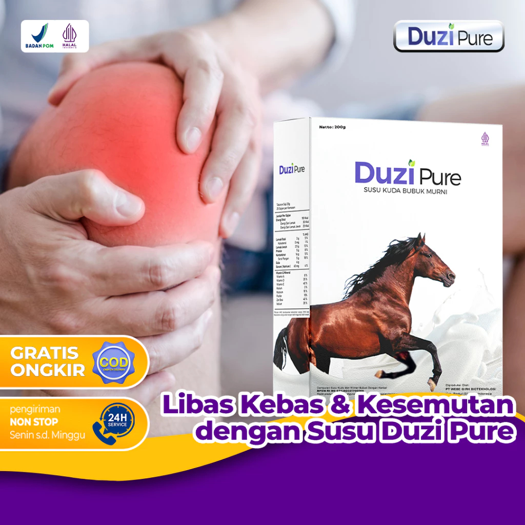 

Duzi Pure - Susu Kuda Lombok Bubuk Libas Kebas Kesemutan Bantu atasi masalah Sendi dan Tulang