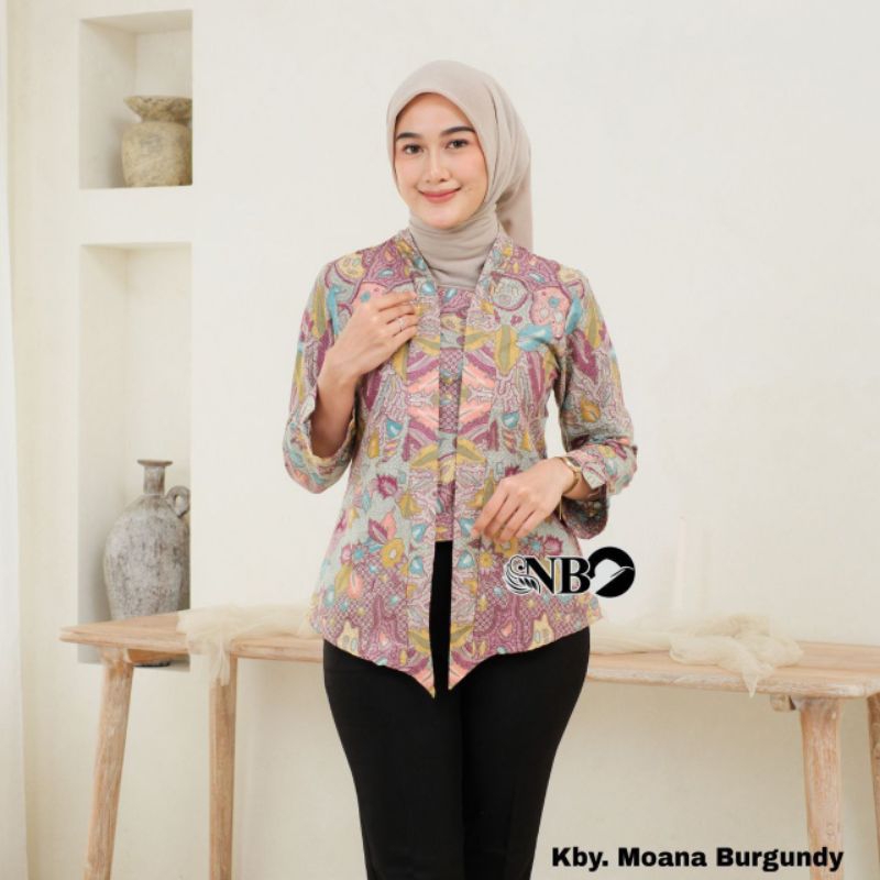 KEBAYA KUTUBARU BATIK WANITA - ATASAN KERJA WANITA BAJU BATIK SLIM FIT LENGAN PANJANG