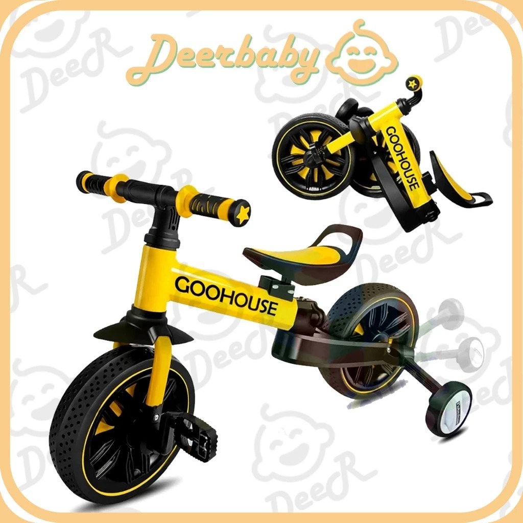 4 in 1 Sepeda anak Sepeda Lipat Sepeda Keseimbangan Bayi Sepeda Dorong Balita
