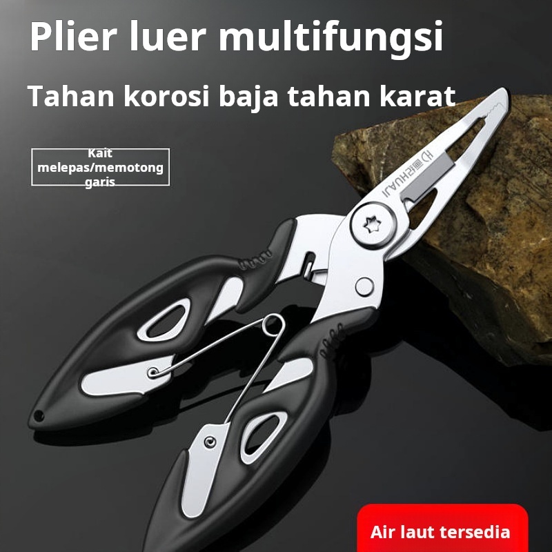 Tang pancing mulut melengkung dari baja tahan karat, tang umpan multifungsi, pemotong tali kendali i