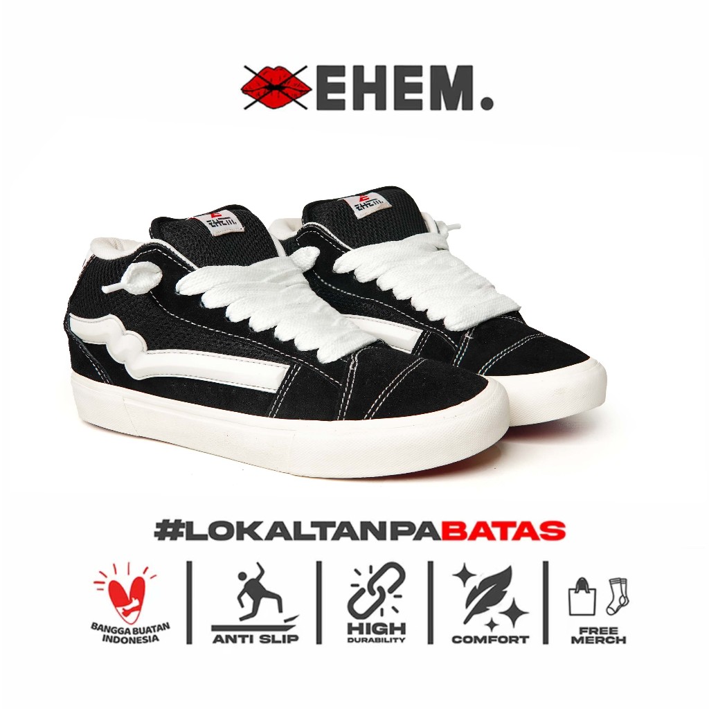 Ehem - Sepatu Sneakers Unisex Pria Wanita Kobe Mid Black White