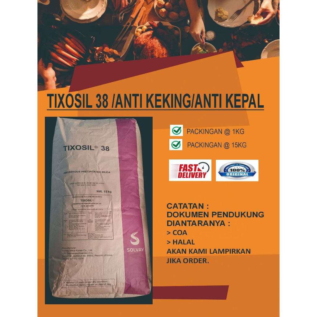 

TIXOSIL 38 ANTI GUMPAL,KEKING,KEMPAL UNTUK PRODUKSI SEASENING PACKINGAN 1 KG DAN 15 KG