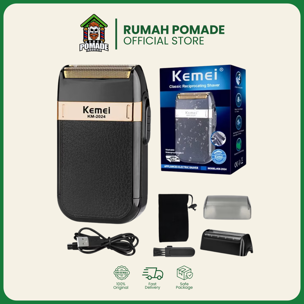 KEMEI KM 2024 Mesin Cukur Kumis / Jenggot Alat Cukur Berkualitas Original Elektrik